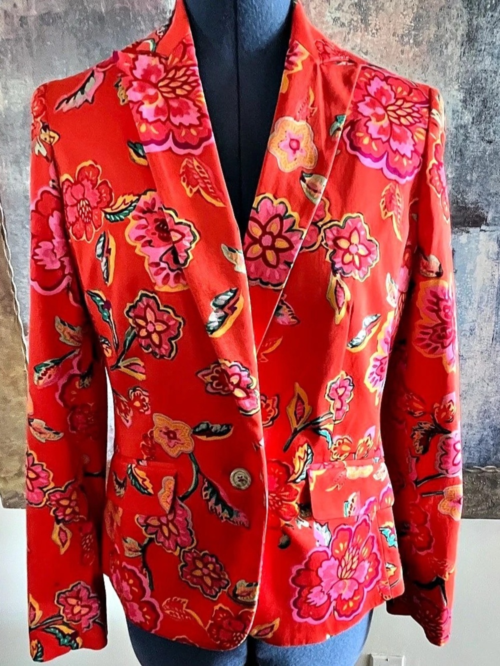 NWOT Gorgeous Jones New York Signature Floral Blazer in Orange & Pink